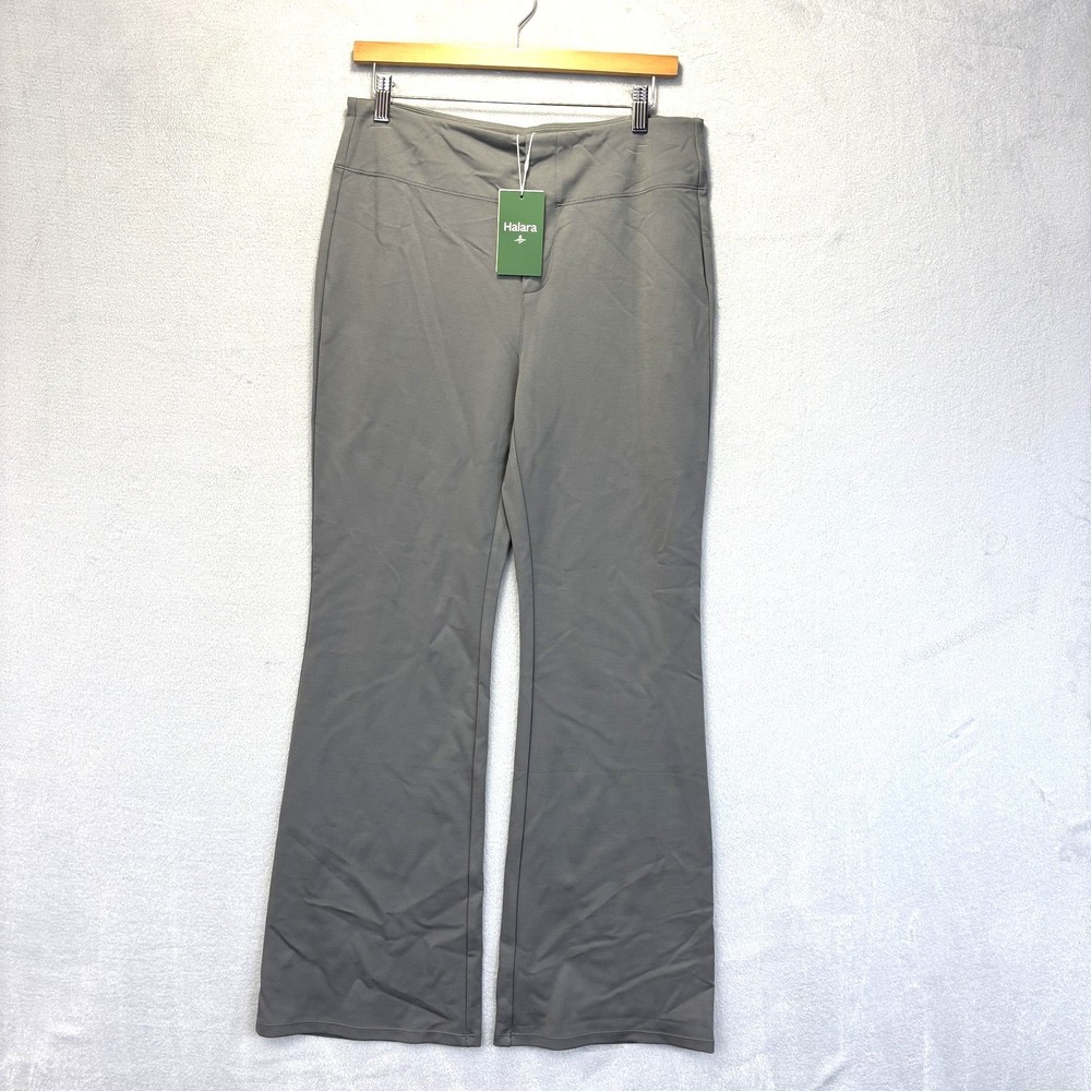 NWT Halara Flare Leggings Stretch Pants Womens L Gray Pull On Stretch Pockets